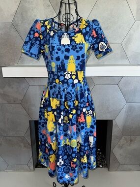 RARE!🏰LulaRoe Disney Snow White Amelia Midi Dress in Blue Size Small LIKE NEW!
